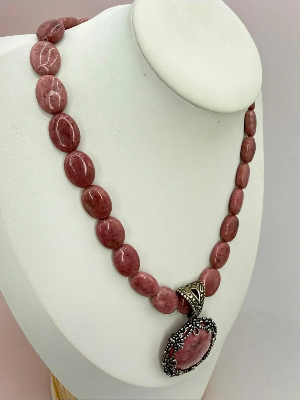 Carolyn Pollack Rhodonite Necklace Enhancer Sterling 925 Pink Southwest Relios